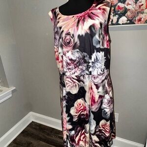 Studio Black and Pink Floral Midi Dress